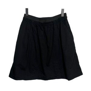 Anthropologie Odille Black Cotton Elastic Waist A-Line Skirt Size 0